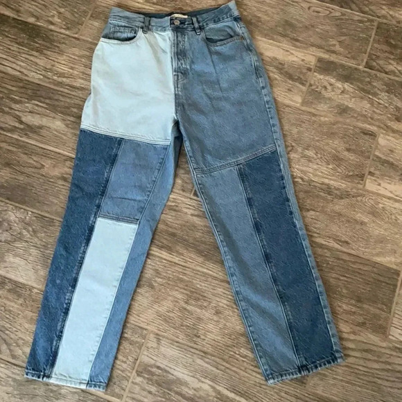 PacSun Color Block Hi Rise Straight Denim Jeans Button fly Women’s Size 27 - Picture 2 of 14